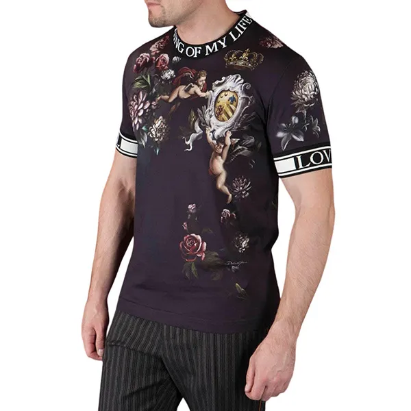 Áo Phông Nam Dolce & Gabbana D&G King Of My Life G8JB3T Tshirt Phối Màu Size 46