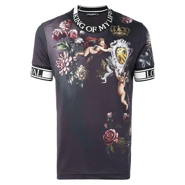 Áo Phông Nam Dolce & Gabbana D&G King Of My Life G8JB3T Tshirt Phối Màu Size 46 - 1