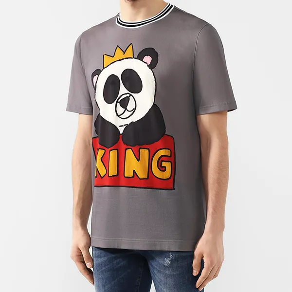Áo Phông Nam Dolce & Gabbana D&G Panda King Print G8HV4T Tshirt Màu Xám Size 44 - 3