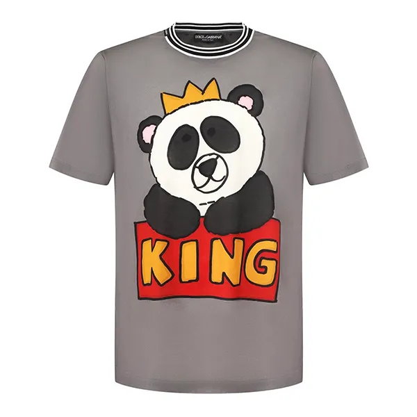 Áo Phông Nam Dolce & Gabbana D&G Panda King Print G8HV4T Tshirt Màu Xám Size 44 - 1