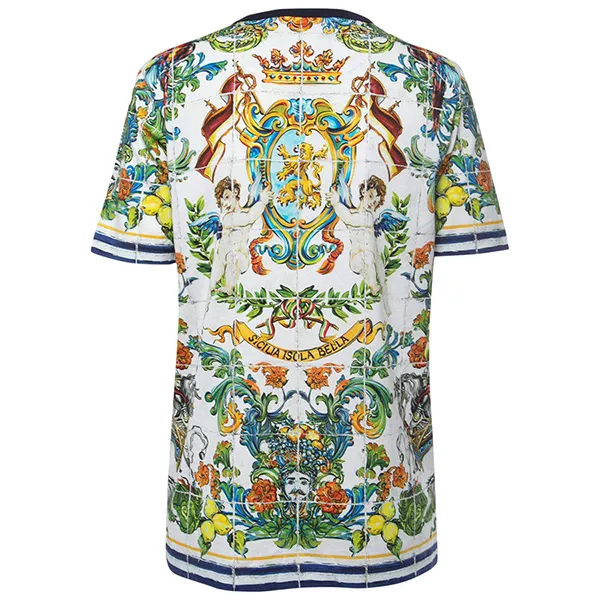 Áo Phông Nam Dolce & Gabbana D&G Sicilia Isola Bella G8HV4T Tshirt Phối Màu Size 44 - 3