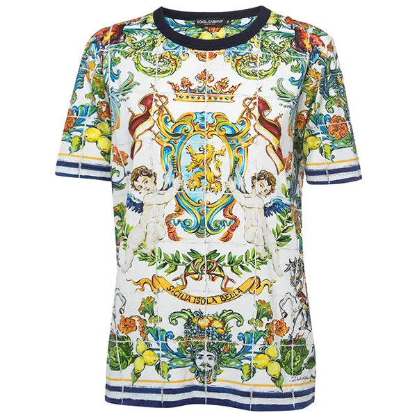 Áo Phông Nam Dolce & Gabbana D&G Sicilia Isola Bella G8HV4T Tshirt Phối Màu Size 44 - 2