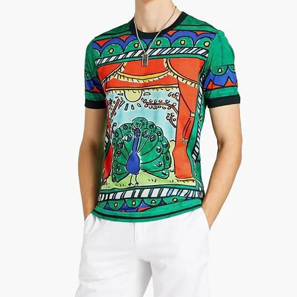 Áo Phông Nam Dolce & Gabbana D&G Slim-Fit Printed Cotton-Jersey G8FV4T Tshirt Màu Xanh Size 44 - Thời trang - Vua Hàng Hiệu