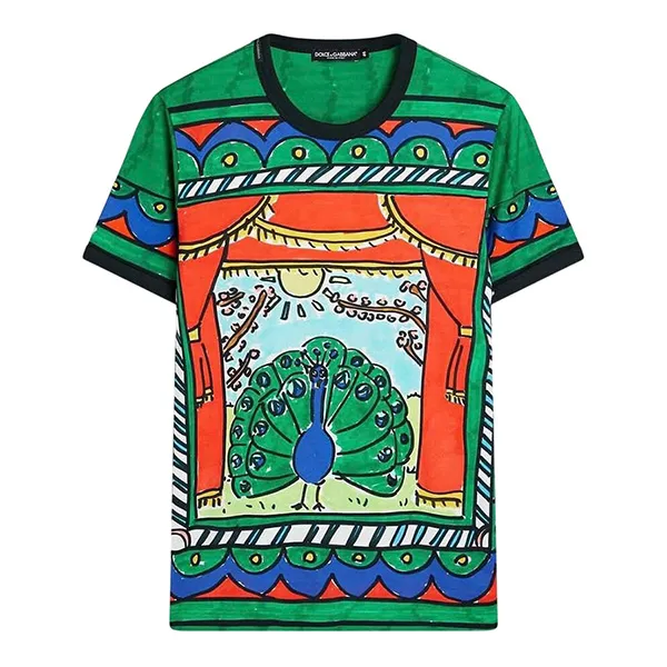 Áo Phông Nam Dolce & Gabbana D&G Slim-Fit Printed Cotton-Jersey G8FV4T Tshirt Màu Xanh Size 44 - Thời trang - Vua Hàng Hiệu