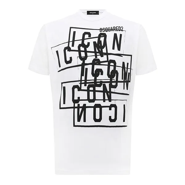 Áo Phông Nam Dsquared2 Icon Printed S79GC0087 Tshirt Màu Trắng Size S