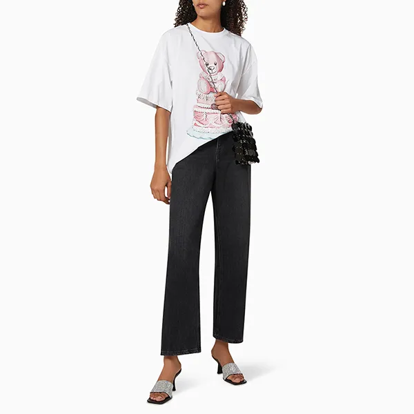 Áo Phông Nữ Moschino Cake Teddy Bear Print T-Shirt Màu Trắng Size XXS