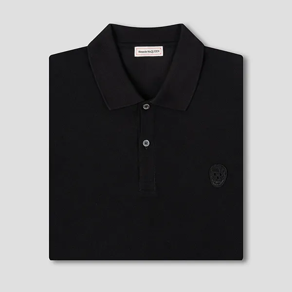 Áo Polo Nam Alexander McQueen Black With Logo Embroidered 622106 QRX33 1000 Màu Đen Size S