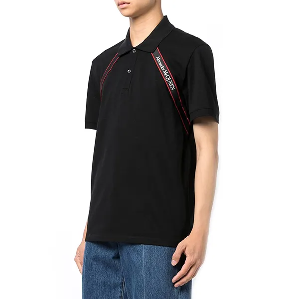 Áo Polo Nam Alexander McQueen Cotton Polo Shirt In Black 735294 Màu Đen Size L - 2