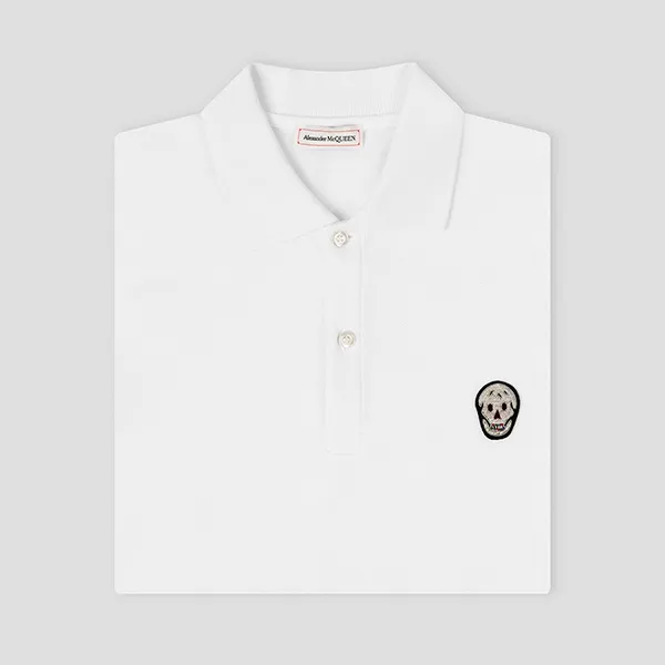 Áo Polo Nam Alexander McQueen White With Skull Logo Embroidered 609228 QOX33 9000 Màu Trắng Size S - Thời trang - Vua Hàng Hiệu