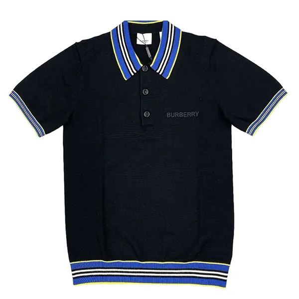 Áo Polo Nam Burberry Afford Icon Stripe Collar Polo Shirt Màu Đen Size XS - 2