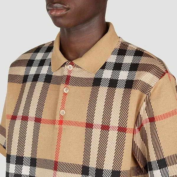 Áo Polo Nam Burberry Check Cotton Shirt 8072663 Màu Beige Size XS