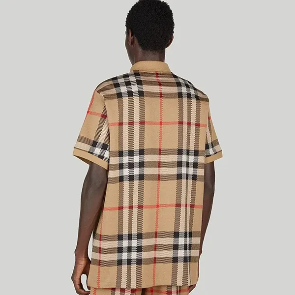 Áo Polo Nam Burberry Check Cotton Shirt 8072663 Màu Beige Size XS