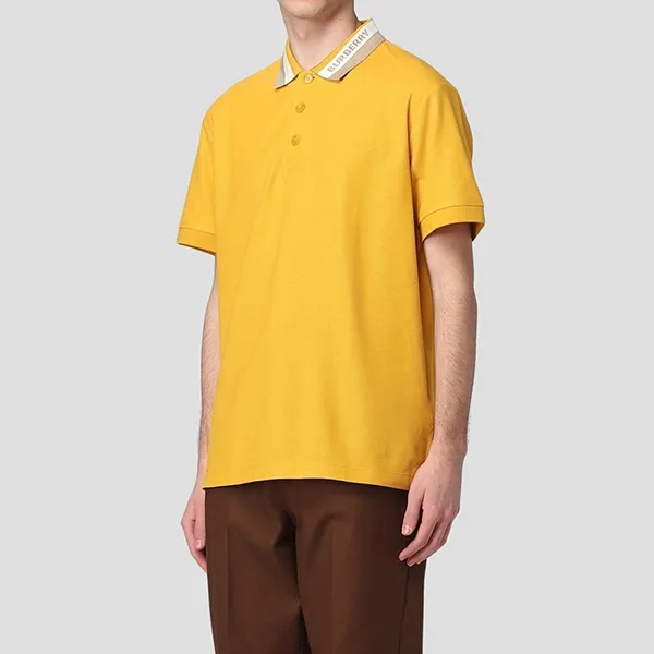 Áo Polo Nam Burberry Logo-Embroidered Collar Shirt 8065407 Màu Vàng Size S
