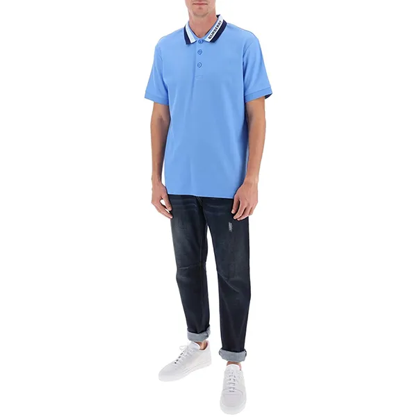 Áo Polo Nam Burberry Logo-Embroidered Collar Shirt 8070170 Màu Xanh Blue Size XS - Thời trang - Vua Hàng Hiệu