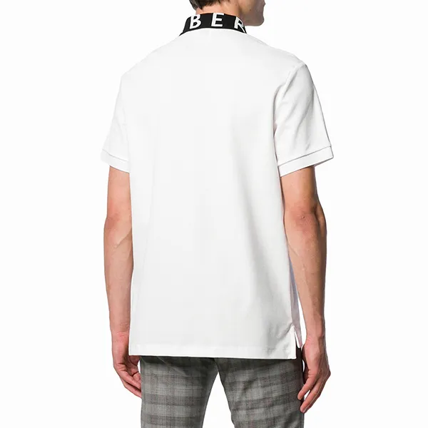 Áo Polo Nam Burberry Logo Intarsia Cotton Piqué Shirt Màu Trắng Size S - 4
