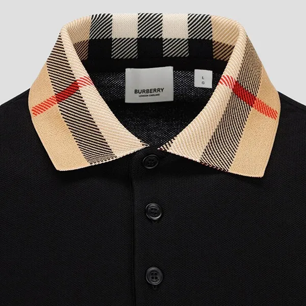Áo Polo Nam Burberry With Check Collar Shirt 8071620 Màu Đen Size L - Thời trang - Vua Hàng Hiệu
