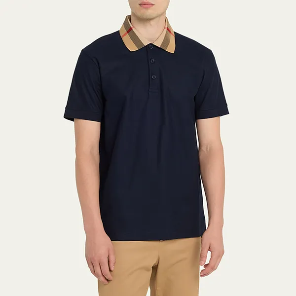 Áo Polo Nam Burberry With Check Collar Shirt 8072661 Màu Xanh Navy Size S - Thời trang - Vua Hàng Hiệu