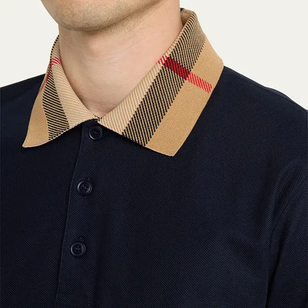 Áo Polo Nam Burberry With Check Collar Shirt 8072661 Màu Xanh Navy Size S - Thời trang - Vua Hàng Hiệu