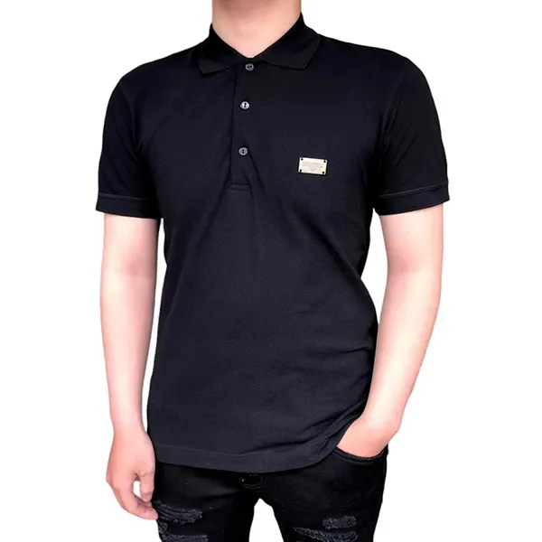Áo Polo Nam Dolce & Gabbana D&G Metal Logo Short Sleeve Polo G8O44G Màu Đen Size 46