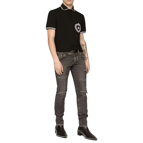 Áo Polo Nam Dolce & Gabbana D&G Black Sacred Heart Polo Shirt G8KI2Z Màu Đen Size 44 - Thời trang - Vua Hàng Hiệu