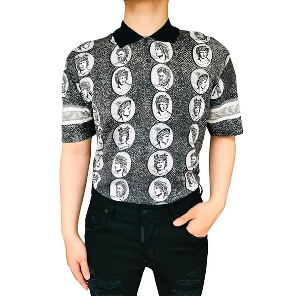 Áo Polo Nam Dolce & Gabbana D&G G8ED0T Polo Shirt Màu Đen Xám Size 44