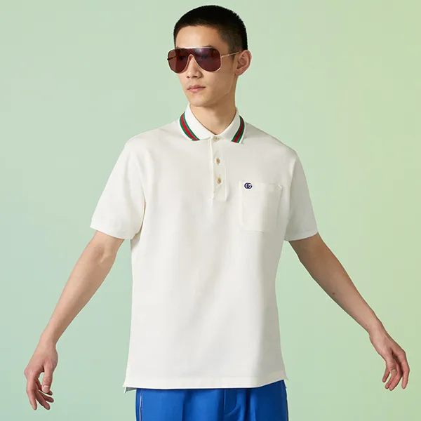 Áo Polo Nam Gucci Cotton Piquet Polo With Double G 752604 Màu Trắng Kem Size XS - Thời trang - Vua Hàng Hiệu