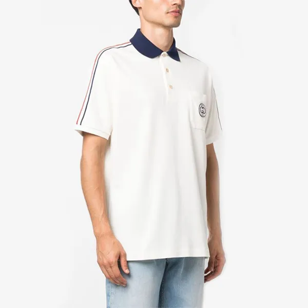 Áo Polo Nam Gucci Interlocking-G Stripe-Detailing Polo Shirt 753078 Màu Trắng Size XS - Thời trang - Vua Hàng Hiệu