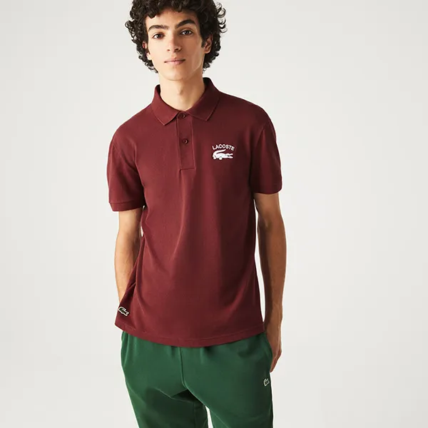 Áo Polo Nam Lacoste Branded Stretch Mini Piqué PH9535 00 ZS1 Màu Đỏ Đô Size 5 - Thời trang - Vua Hàng Hiệu