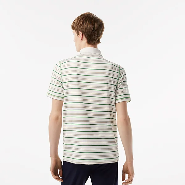 Áo Polo Nam Lacoste Men’s Golf Recycled Polyester Stripe DH5182-51 XIQ Màu Trắng/Xanh Size 4