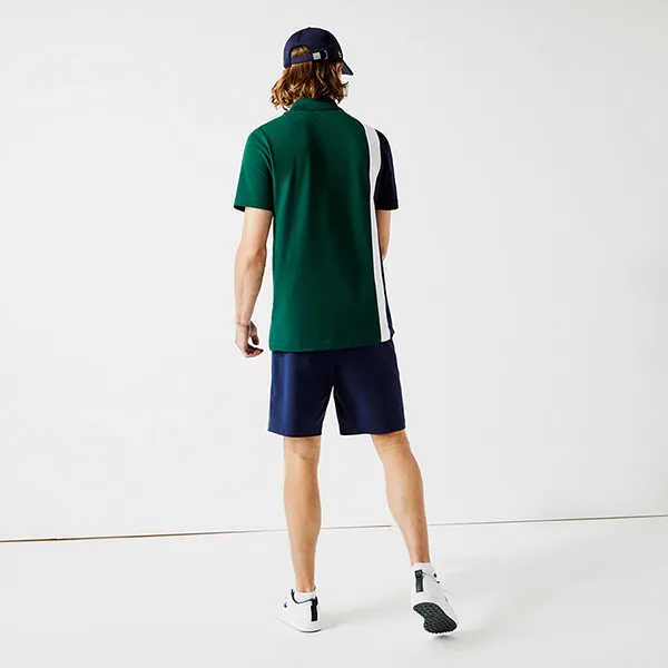 Áo Polo Nam Lacoste Men’s Sport Colorblock Stretch Piqué Zip Golf Regular Fit DH6958-51 WPK Màu Xanh Green Size 5