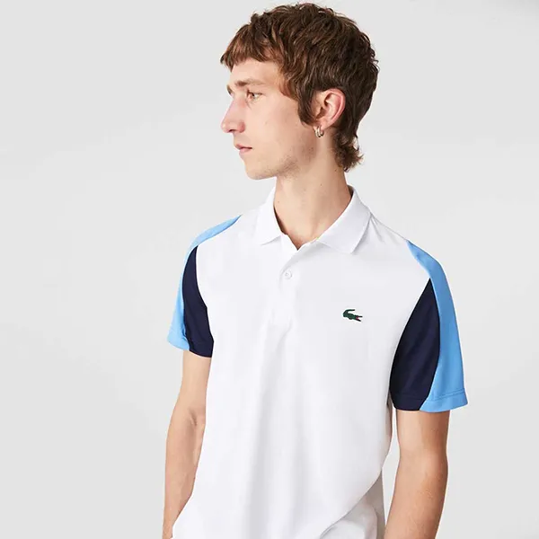 Áo Polo Nam Lacoste Men's Sport Regular Fit Piqué Tennis DH9249 5YP Màu Trắng/Xanh