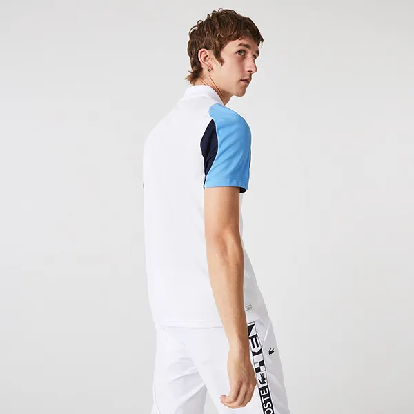 Áo Polo Nam Lacoste Men's Sport Regular Fit Piqué Tennis DH9249 5YP Màu Trắng/Xanh