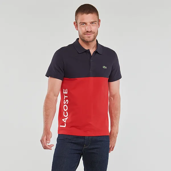 Áo Polo Nam Lacoste Regular Fit Stretch Cotton Colourblock Shirt PH8365 FZJ Màu Đỏ/Navy Size 3