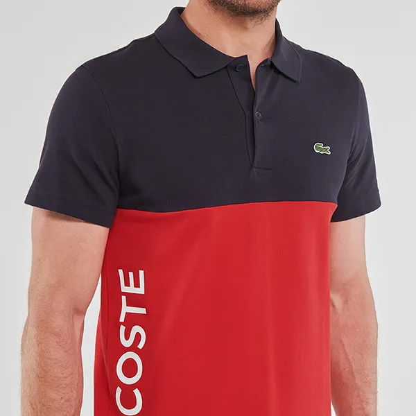 Áo Polo Nam Lacoste Regular Fit Stretch Cotton Colourblock Shirt PH8365 FZJ Màu Đỏ/Navy Size 3