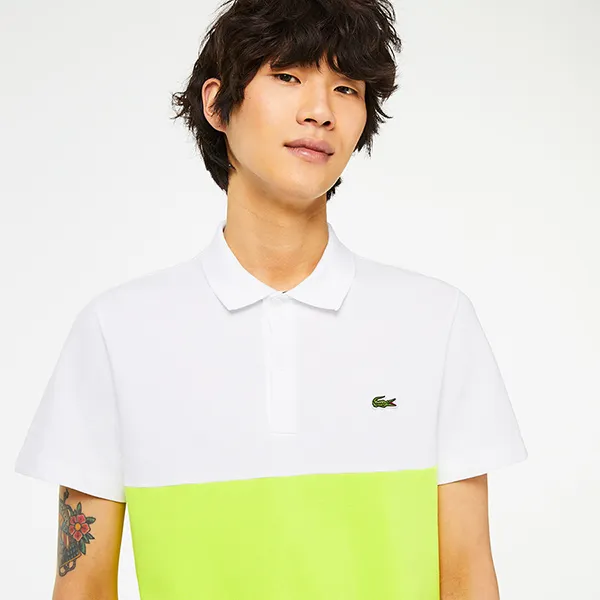 Áo Polo Nam Lacoste Regular Fit Stretch Cotton Colourblock Shirt PH8365 UG5 Màu Trắng/Xanh Size 3 - Thời trang - Vua Hàng Hiệu