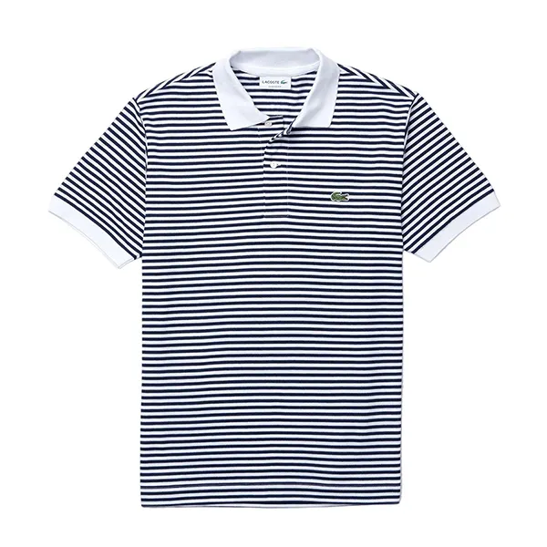 Áo Polo Nam Lacoste Shirt Polo Classic Fit With Spades Cotton In Stripes PH2382 00 522 Màu Trắng Kẻ Size 5