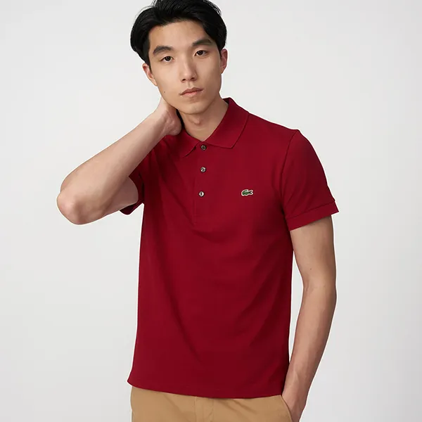 Áo Polo Nam Lacoste Slim Fit Stretch Cotton Piqué Shirt PH7937 10 476 Màu Đỏ Thẫm Size 5