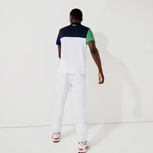 Áo Polo Nam Lacoste Sport Men's In Breathable Piqué With Colorblock DH0850 AZUL Màu Trắng/Xanh Size 3