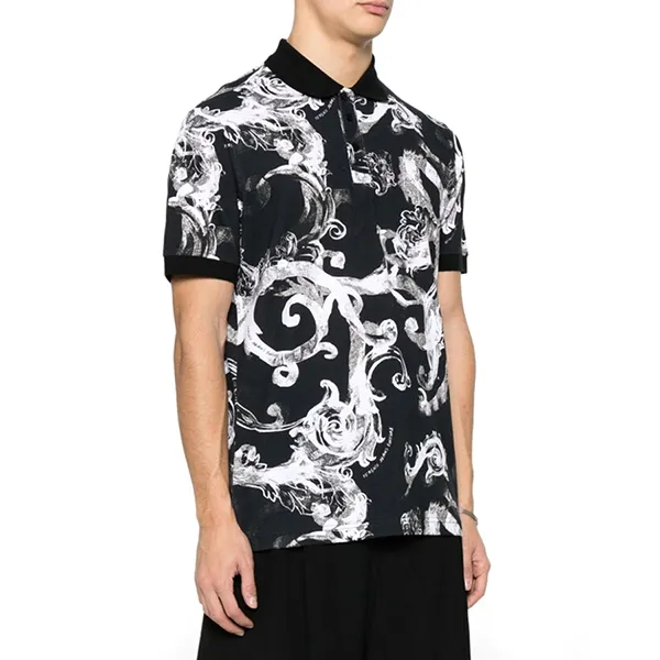 Áo Polo Nam Versace Jeans Couture Barocco Polo Shirt 76GAG6S0 Màu Đen Họa Tiết Size S