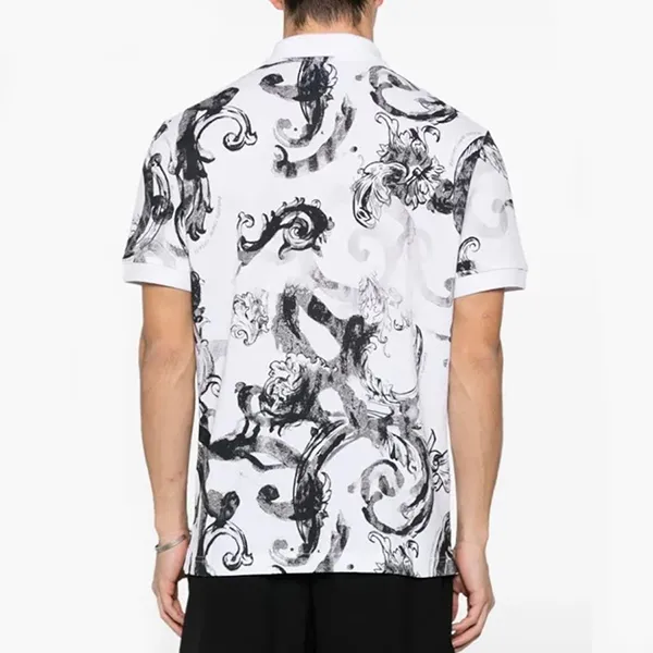 Áo Polo Nam Versace Jeans Couture Barocco White Polo Shirt 76GAG6S0 Màu Trắng Họa Tiết Size M