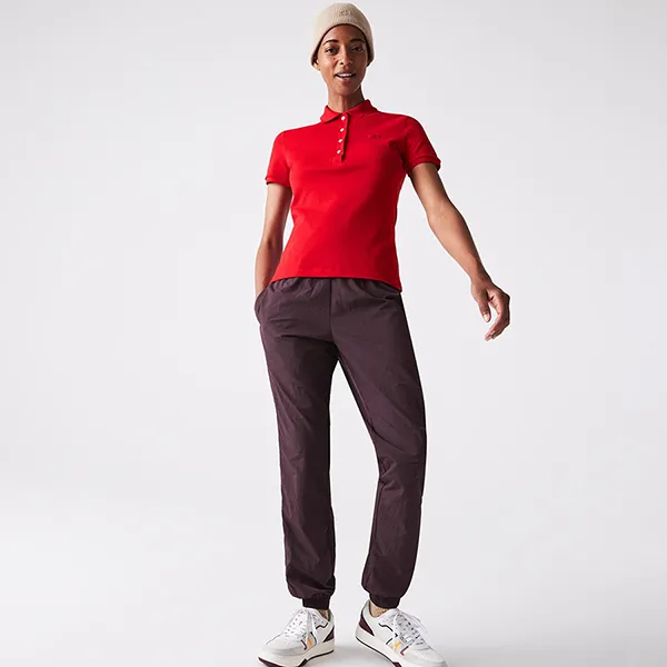 Áo Polo Nữ Lacoste Women's Slim Fit Stretch Cotton Piqué PF5462 240 Màu Đỏ Size 32
