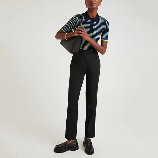 Áo Len Polo Nữ Lacoste x Goop Shirt Màu Xanh/Vàng Size 34