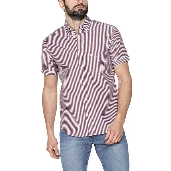 Áo Sơ Mi Carrera Jeans Short Sleeved Shirt 213C1230A_F08 Kẻ Sọc Màu Đỏ Size L