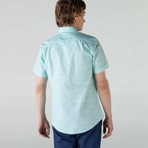 Áo Sơ Mi Cộc Tay Nam Lacoste Slim Fit Men's Shirt Short Sleeve CH0132K Màu Xanh Mint Size 39 - 4