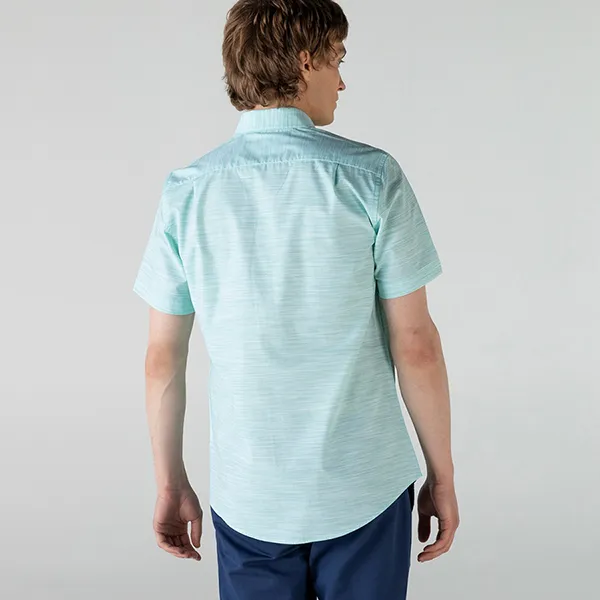 Áo Sơ Mi Cộc Tay Nam Lacoste Slim Fit Men's Shirt Short Sleeve CH0132K Màu Xanh Mint Size 39