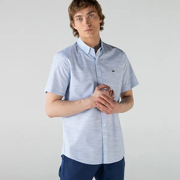 Áo Sơ Mi Cộc Tay Nam Lacoste Slim Fit Men's Shirt Short Sleeve CH0132K Màu Xanh Nhạt Size 39 - Thời trang - Vua Hàng Hiệu