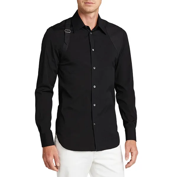 Áo Sơ Mi Nam Alexander Mcqueen Black Long Sleeve Shirt Màu Đen Size M - 2