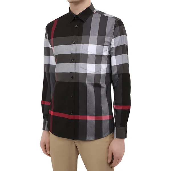 Áo Sơ Mi Nam Burberry Ong-Sleeved Shirt With Check Print 8023772 Phối Màu Size XS