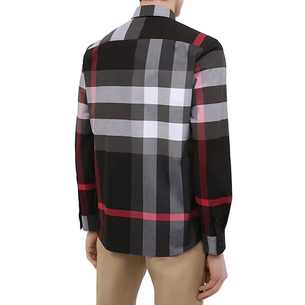 Áo Sơ Mi Nam Burberry Ong-Sleeved Shirt With Check Print 8023772 Phối Màu Size XS