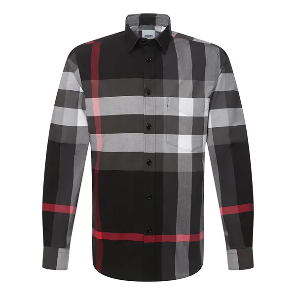 Áo Sơ Mi Nam Burberry Ong-Sleeved Shirt With Check Print 8023772 Phối Màu Size XS